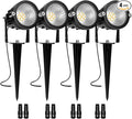 Low Voltage Landscape Lights, 10W 12/24V 2700K Warm White Landscape Lighting, IP65 Waterproof Outdoor LED Spotlight for Garden Yard Tree, 4 Pack with Connectors
