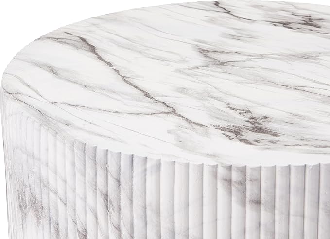 Christopher Knight Home Parson Patio Lightweight Concrete Round Coffee Table, Indoor and Outdoor Table for Garden/Backyard/Poolside/Balcony Cafeteria, MGO Outdoor Side Table with No Assembly, Marble
