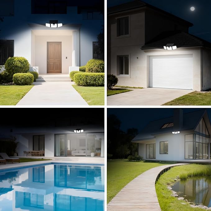 INCX Solar Motion Sensor Lights Outdoor, 3 Heads Security Lights Solar Powered, 156 LED Flood Light Motion Detected Spotlight for Patio Yard Garage Entryways, IP65 Waterproof 1 Pack