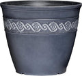 Classic Home and Garden Corinthian Resin Planter Pot - Outdoor & Indoor Plant Pot - Round Planter for Plants & Flowers (10" Storm Gray, Pack of 1)