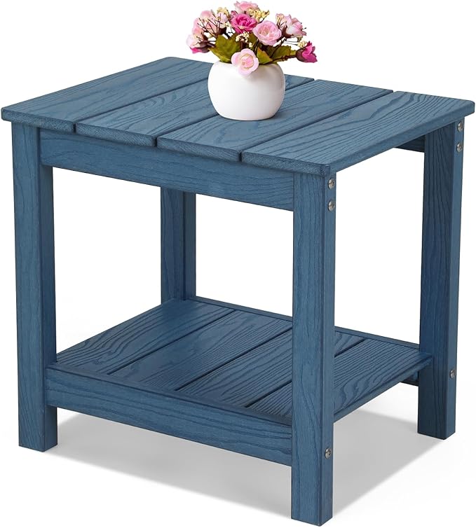 Stoog Outdoor Side Table, All-Weather Adirondack Side Table, Never Fade or Rot, for Backyard, Garden, Pool, Lawn, Porch, Blue