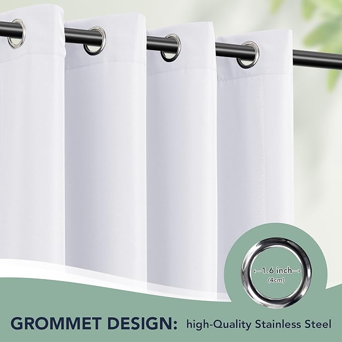 White Outdoor Curtains for Patio Waterproof - 6 Panels Privacy Weatherproof Outside Curtains with Grommets for Pergola, Gazebo, Porch, Cabana, Balcony, 54 x 95 Inch