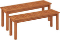 Tangkula Outdoor Wood Bench, 2-Person Backless Patio Garden Bench with Slatted Seat, Front Porch Dining Seating Furniture for Deck, Yard and Park (2)