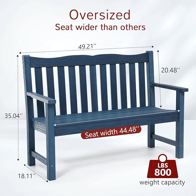 Stoog 4-Piece Patio Furniture Set, All-Weather HIPS Outdoor Dining Set, Includes 1 Bench, 2 Chairs, 1 Coffee Table, Blue