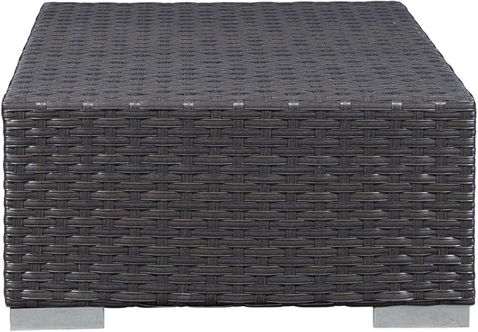Modway Sojourn Wicker Rattan Outdoor Patio Sunbrella Fabric Ottoman in Canvas Navy