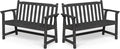 Ciokea 48" Outdoor Bench Set of 2, HDPE Weatherproof Garden Bench, 2-Person Memorial Benches with 550 Lbs, Waterproof Patio Porch Benches for Outside Business Deck Office Backyard Balcony, Black