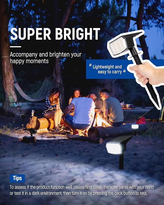 Solar Spot Lights Outdoor IP67 Waterproof 6 Pack, 63 LED 3 Modes Solar Landscape Spotlights for Yard Garden Pathway Wall House Garage (Warm White)