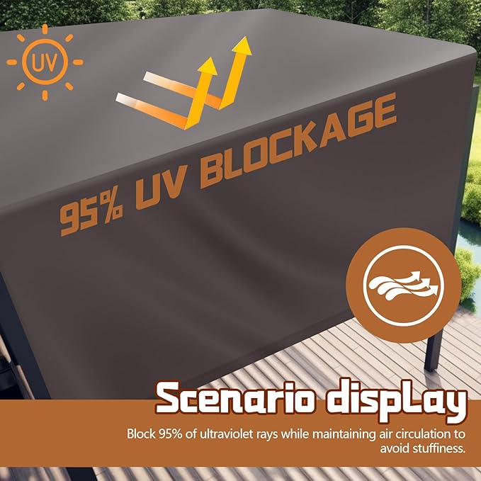 Universal Pergola Replacement Canopy Outdoor Canopy Shade Cover Waterproof Shade Top Cover for Outdoor Patio Porch Backyard(12 x 10 ft,Coffee)