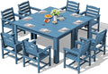 SERWALL Patio Dining Sets for 8, Outdoor Dining Sets for 8 Person with 2 Umbrella Hole Cut-Out Rectangular Tables and 8 Chairs, HDPE Dining Sets for Garden, Backyard, Poolside, Blue
