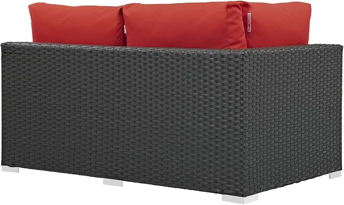 Modway Sojourn Wicker Rattan Outdoor Patio Sunbrella Fabric Left-Arm Loveseat in Canvas Red