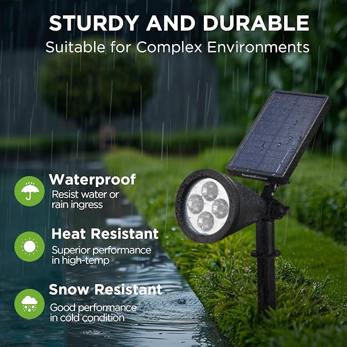 InnoGear Solar Lights Outdoor Lighting Waterproof Landscape Spotlights Uplighting for Outside Flag Garden Trees Yard Pathway Wall Auto On/Off, Pack of 4 (Cool White)