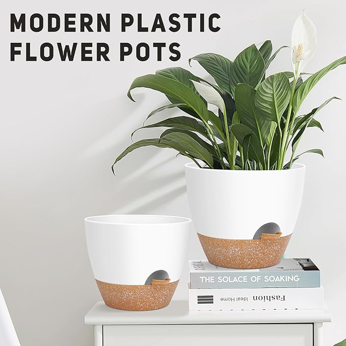 12" 10" 9" Large Self Watering Plant Pots, 3 Pack Flower Pots Planters with Multi Mesh Drainage Holes for Indoor Outdoor Garden Plants and Flowers