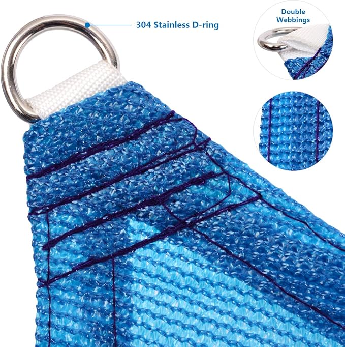 Eden's Decor Straight Flat-Edged Sun Shade Sail Rectangular 6' x 13' Blue UV-Blocking Outdoor Canopy Fabric Cloth Awning for Pergola Patio Garden Backyard Custom Size