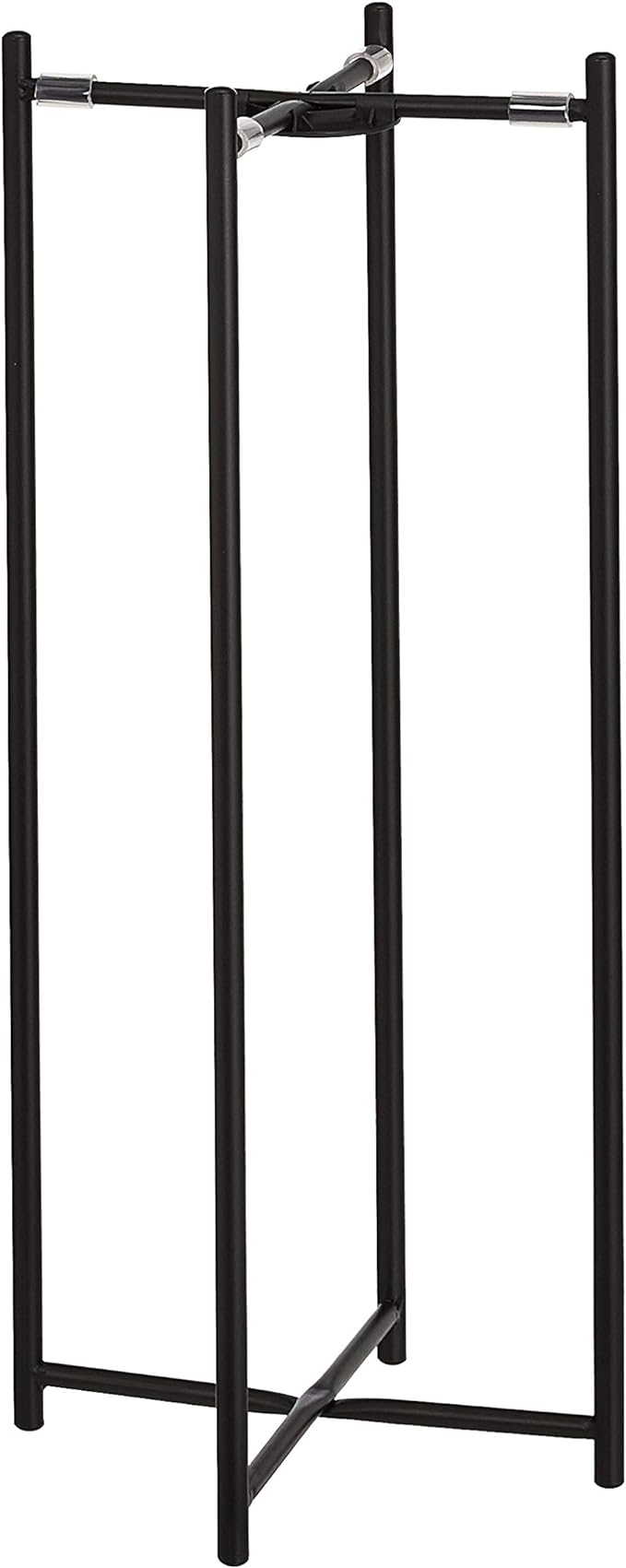 Amazon Basics Two-Tier Indoor Outdoor Metal Round Plant Stand for Multiple Plants, Rustproof Flower Holder with Plant Shelf, Black