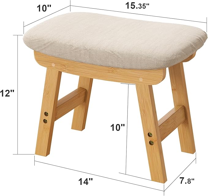 Foot Stools Ottoman, Small Foot Stool Ottoman, and Footstool, Wooden Foot Stool, Sofa Footrest Extra Seating for Living Room Entryway Office