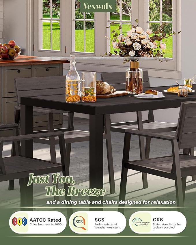 Outdoor Dining Chairs Set of 2, HDPS + Aluminum Patio Dining Chairs with Ergonomic Design and Wide Seat, 2 Piece Outdoor Chairs for Garden, Backyard, Deck (Charcoal)