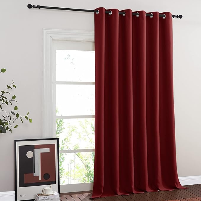 NICETOWN Blackout Curtains & Drapes - Privacy Thermal Efficiency Backdrop Curtains for Bedroom Room Divider Living Room Patio Sliding Glass Door, Wide 80 x Long 144 inch, Burgundy Red, 1 Panel