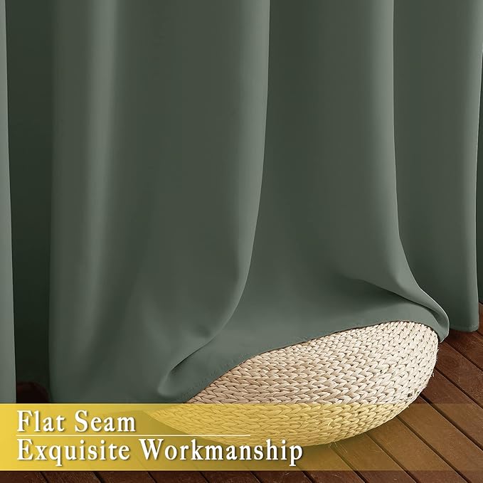 NICETOWN Blackout Curtain 63 inch Length - Grommet Sound Reducing Light Blocking Window Drapes Thermal Curtain for Bedroom/Living Room, Dark Mallard, W52 x L63, 1 Panel