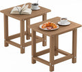 YEFU Outdoor Side Table for Patio: 16" HIPS Weather - Resistant Adirondack Tables Set of 2 - Small Square End Tables for Backyard Pool Porch Balcony - Indoor Outdoor Durable Table Teak