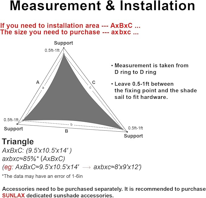 SUNLAX Sun Shade Sail 20' x 20' x 20' Dark Grey Triangle Canopy Sail Shade Cover UV Block Permeable Sunshade Outdoor for Patio Backyard (We Make Custom Size)