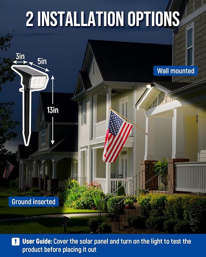 Solar Spot Lights Outdoor IP67 Waterproof 6 Pack, 63 LED 3 Modes Solar Landscape Spotlights for Yard Garden Pathway Wall House Garage (Warm White)
