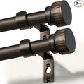 2 Pack Modern Antique Brown Bronze Curtain Rods for Windows 48 to 88 Inches Adjustable Heavy Duty 1" Diameter Window Rod with Decorative Finials for Outdoor Farmhouse Bedroom Kitchen Living Room