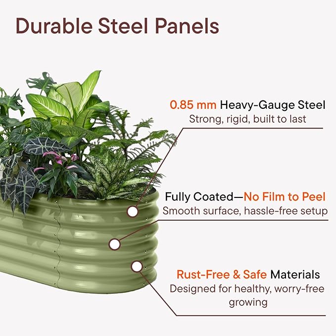 2-Pack Galvanized Raised Garden Bed 8x4x1.5 | 10x2x1.5 ft, 18" Tall Metal Planter Boxes Outdoor for Herb Vegetable, Modular Raised Flower Bed for Gardening with Zn-Al-Mg Coated - Brooklyn Grey