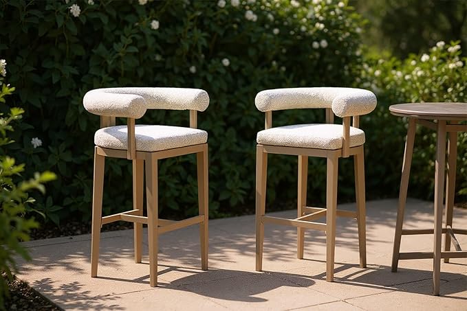PURPLE LEAF Bar Stools Set of 2 Patio Tall Bar Chairs with Back and Armrest