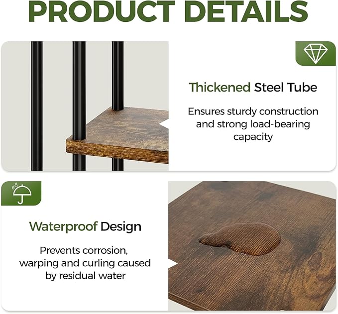 Bamworld Tall Plant Stand Indoor 6 Tier Plant Shelf for Multiple Plants, Tiered Flower Pot Stands for Patio Garden Balcony Living Room Bedroom, Brown