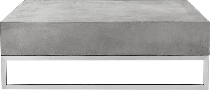 SAFAVIEH Outdoor Collection Eartha Modern Dark Grey Concrete Coffee Table (Fully Assembled)