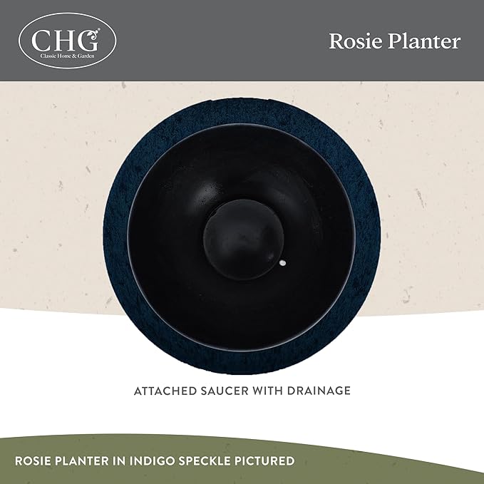 Classic Home and Garden Rosie Modern Planter w/Drainage - Contemporary Planter Bowls - Shallow Round Vases for Small Plants - Versatile Indoor & Outdoor Pots (10” Weathered Copper)