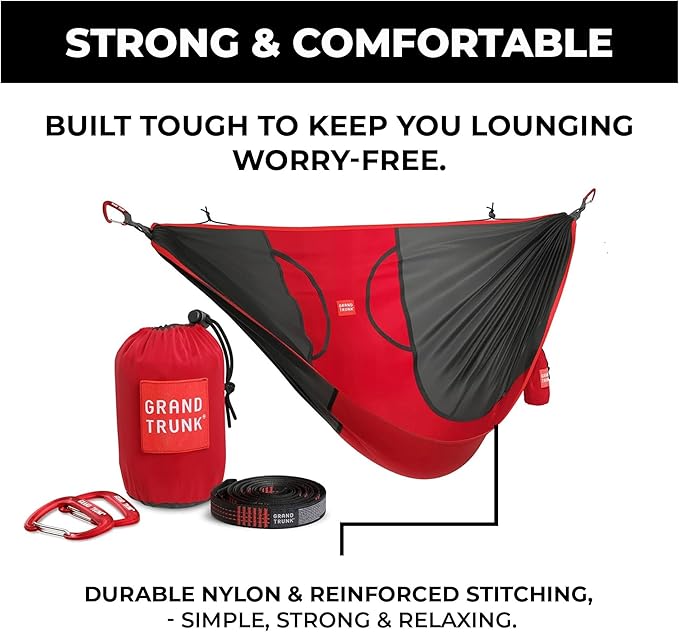 Grand Trunk ROVR Hanging Hammock Chair | Lightweight Packable Parachute Nylon Chair with 10 ft Suspension Straps & Carabiners | 300 lb Capacity for Camping & Backyard | Navy/Ocean Blue