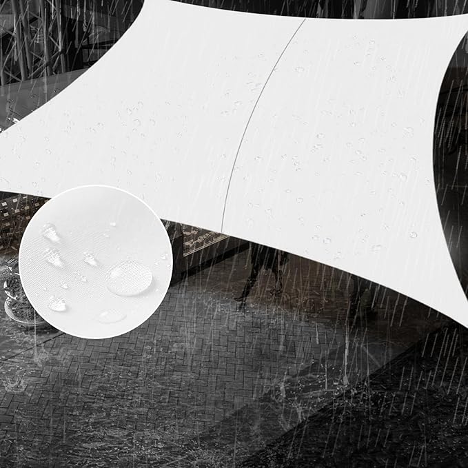 SUNNY GUARD Waterproof Sun Shade Sail 9' x 14' White Rectangle UV Block Sunshade for Backyard Yard Deck Patio Garden Outdoor Activities and Facility(Customized)