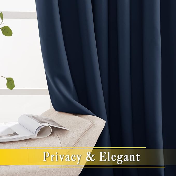 NICETOWN Bedroom Window Treatment Blackout Curtain Panel - Thermal Insulated Blackout Curtain Drape/Drapery for Sliding Glass Door/Patio (Navy, 1 Panel, 80 x 95 inch)