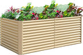Land Guard 6x3x3ft Rectangular Galvanized Raised Garden Beds, Large-Capacity Metal Planter Box Outdoor, Durable Deep Raised Garden Bed 3ft Tall, Raised Beds for Gardening Vegetables, Cream Yellow