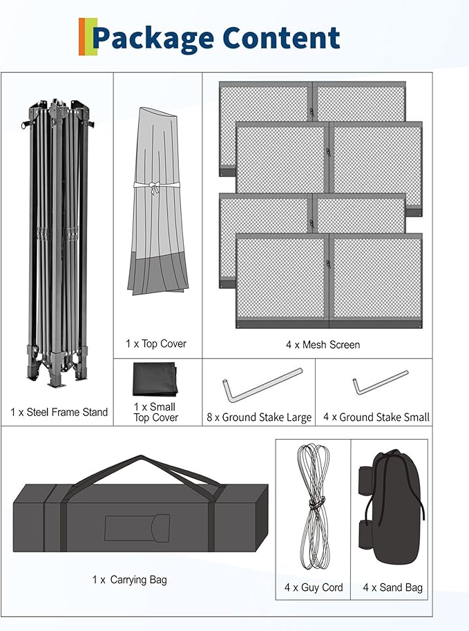 Canopy Tent 13x13 ft, Pop Up Gazebo One-Push Setup with 4 SandBags for Backyard Parties and BBQs, Mosquito Netting & Height Adjustable - Navy Blue