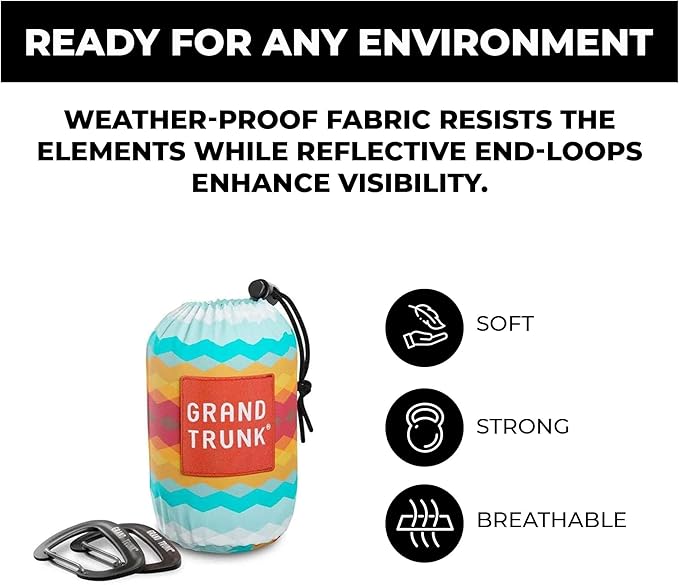 GRAND TRUNK TrunkTech Double Hammock | Ultra-Strong & Lightweight | 11 ft Hammock with Ripstop Nylon | 500 lb Capacity | Fast-Drying & Weather-Resistant | Big Fleur