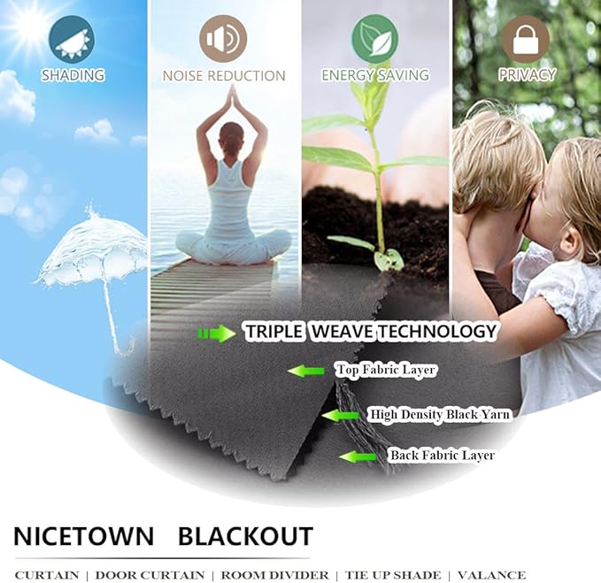 NICETOWN Outdoor Curtain for Patio Waterproof Public Separator, Rustproof Top & Bottom Grommet Windproof Thermal Insulated Blackout Privacy Outdoor Drape for Gazebo, Grey, 1 PC, W100 x L95