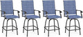 MFSTUDIO Outdoor Bar Stools Set of 4, Swivel Bar Height Patio Chairs Outdoor Barstools High Top Patio Swivel Bar Chairs, Breathable Textilene, Navy Blue