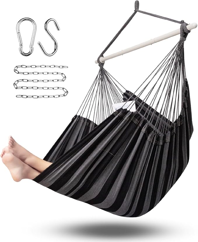 ADVOKAIR Hammock Chair Large 70.9"x47.2", 32% Bigger XXL Hanging Swing Chair with 500lbs Capacity, Heavy Duty Steel Spreader Bar, Extra Roomy Comfort for Adult Indoor Outdoor Bedroom Patio