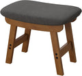 Gray Foot Stools Ottoman, Small Soft Footrest Ottoman with Wood Legs, Wood Foot Stool for Living Room, Bedroom, and Kitchen