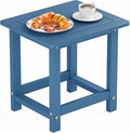 YEFU Outdoor Side Table for Patio: 16" HIPS Weather - Resistant Adirondack Tables - Waterproof Small Square End Tables for Backyard Pool Porch Balcony - Indoor Outdoor Durable Table Navy Blue