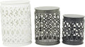 Deco 79 Metal Side End Accent Table Indoor Outdoor Nesting End Table with Carved Trellis Design, Set of 3 Side Table 23", 19", 15"H, Multi Colored