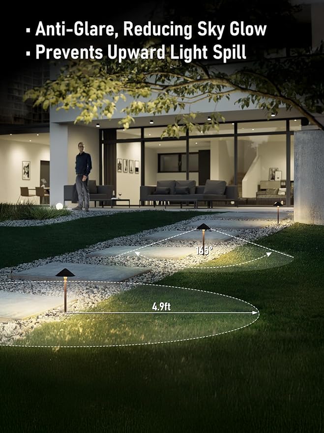 LEONLITE Low Voltage Landscape Lights, 3W 12V Pathway Lighting Wired, IP65 Waterproof Light for Yard Lawn, ETL Listed, Bronze Aluminum Housing, 4000K Cool White, Pack of 4