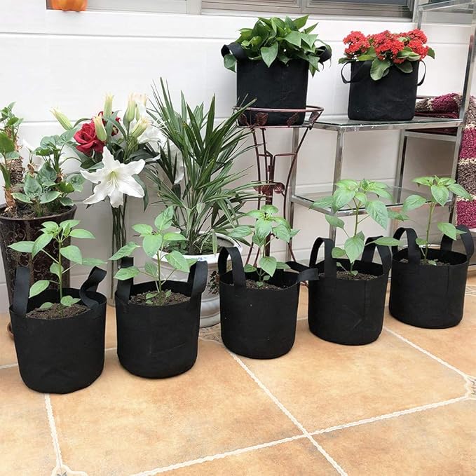 JERIA 12-Pack 20 Gallon Grow Bags, 300G Thickened Nonwoven Garden Pots,Heavy Duty Fabric Pots with Reinforced Handles