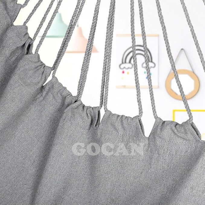 Hammock Chair Large Hammock Swing, 110 x 150cm Load 150kg, Cotton Hammock Chair Metal Spread Bar Wide Seat Swing Chair(Grey)