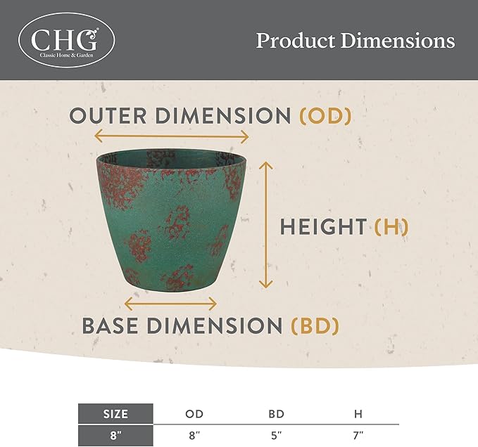 Classic Home and Garden Premiere Collection Planter, Vogue 8", Earth