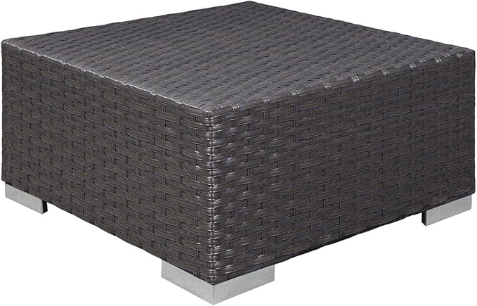 Modway Sojourn Wicker Rattan Outdoor Patio Sunbrella Fabric Ottoman in Canvas Navy