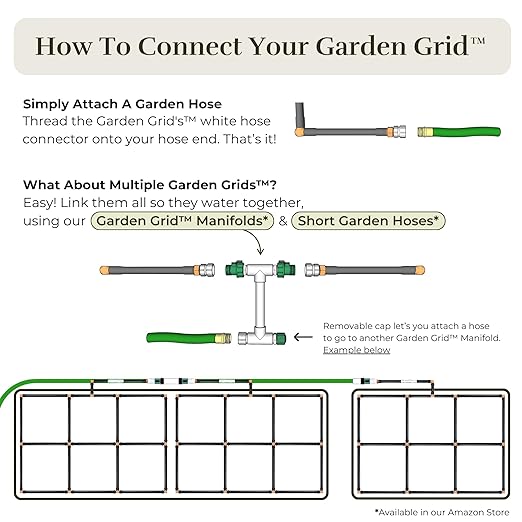 Garden Grid Watering System | Raised Garden Bed Drip Irrigation System – But Better | Pre-Assembled, Waters Every Plant Evenly, 2-Minute Setup | Square Foot Gardening Grid | US-Made (Cornerless, 4x8)