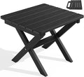 SERWALL Portable Folding Adirondack Table, HDPE Material Outdoor End Table, No Assembly Required, Weather-Resistant, 110 lbs Capacity, Small Table for Indoor and Outdoor uses, Black